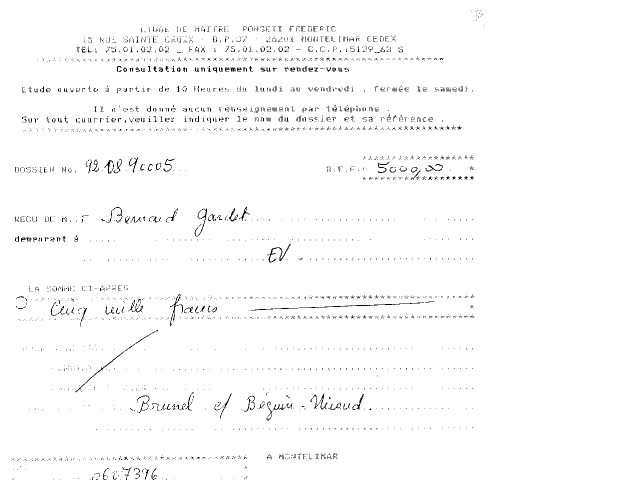 Attestation des chques verss  Me Ponseti Frdric.