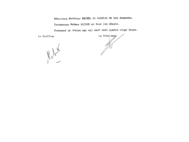 13 mai 1992 - JUGEMENT TGI. VALENCE - Nicole OBREGO - acte de l'huissier Frdric PONSETI.